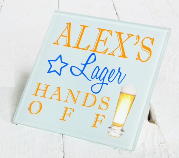 Personalised Lager Glass Gift Drinks Coaster